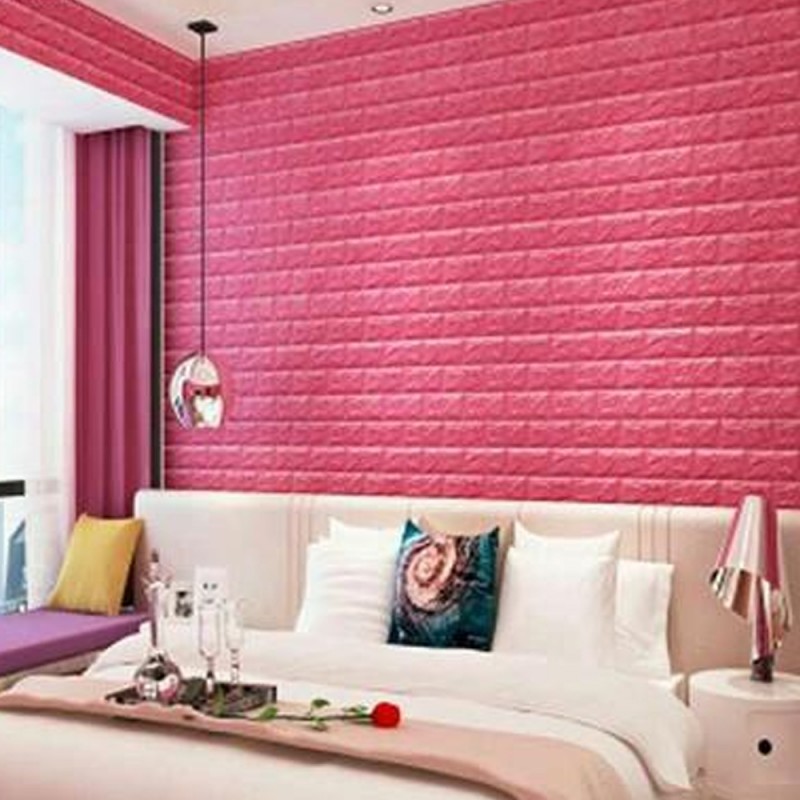 ورق جدران خافي للرطوبة مصنوع من الفوم مقاس 70×77 سم لون زهري - منصة سلة